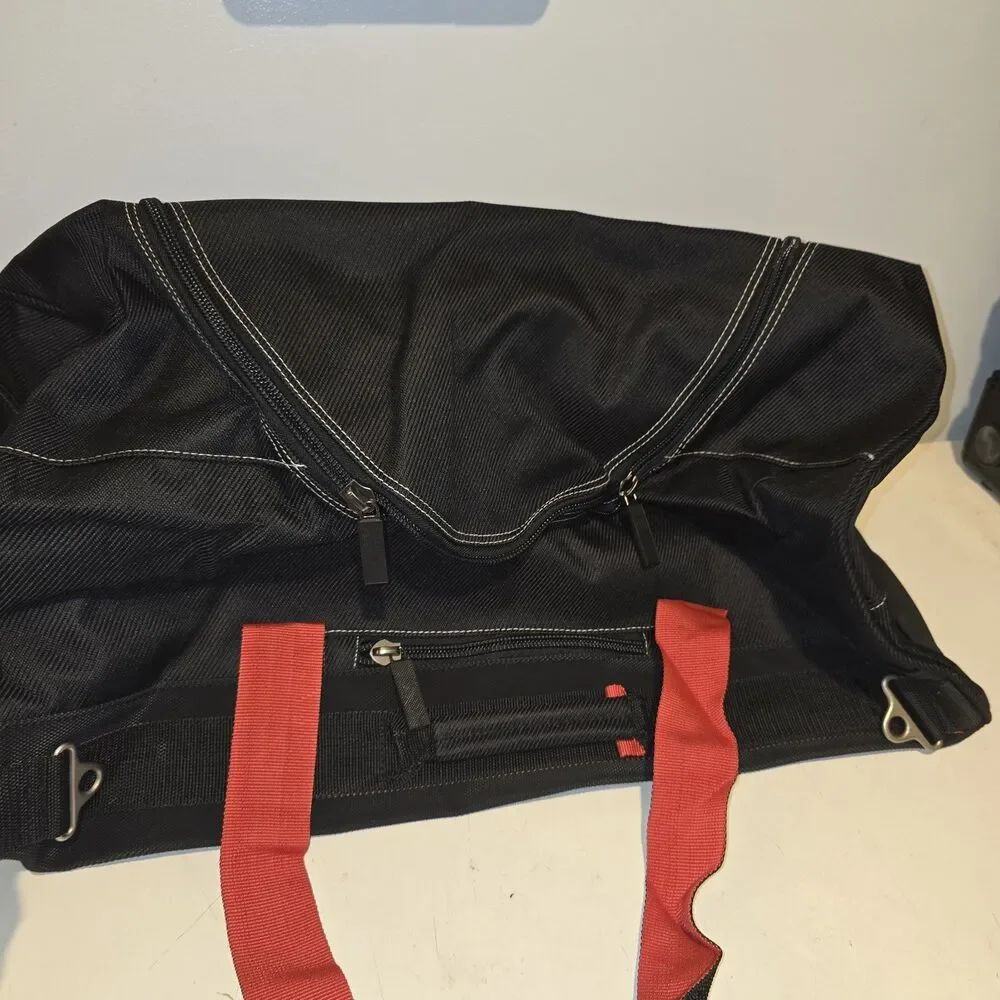 Marlboro Compass Logo Duffle Bag Gym Bag Red Black Canvas 21